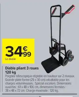 Carrefour Diable pliant 3 roues offre