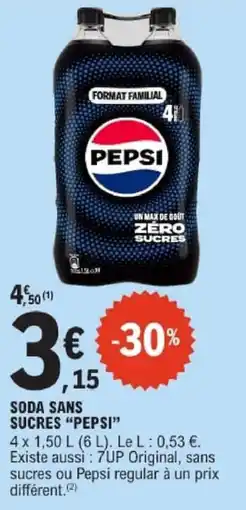E.Leclerc Soda sans sucres pepsi offre