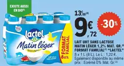 E.Leclerc Lactel lait uht sans lactose matin léger 1.2% mat. gr format famili̇al offre