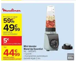 Carrefour MOULINEX Mini blender Blend Up Essentiel offre