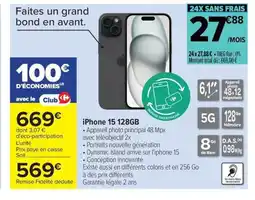 Carrefour iPhone 15 128GB offre