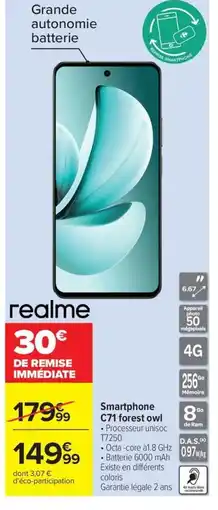 Carrefour REALME Smartphone C71 forest owl offre