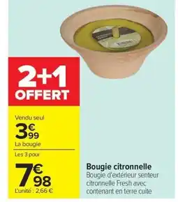 Carrefour Bougie citronnelle offre