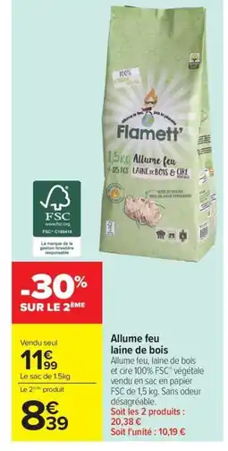 Carrefour Allume feu laine de bois offre