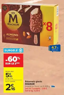 Carrefour Market Bâtonnets glacés magnum offre