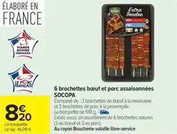 Carrefour Market 6 brochettes bœuf et porc assaisonnées socopa offre