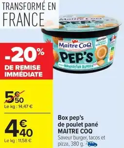 Carrefour Market Box pep's de poulet pané maitre coq offre
