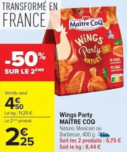 Carrefour Market Wings party maître coq offre