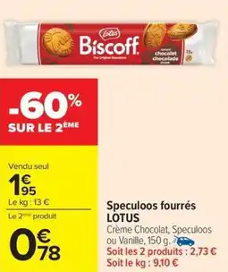 Carrefour Market Speculoos fourrés lotus offre