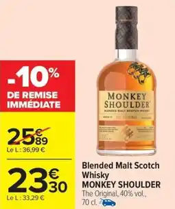Carrefour Market Blended malt scotch whisky monkey shoulder offre