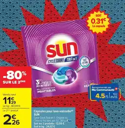 Carrefour Market Capsules pour lave-vaisselle sun offre