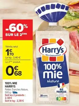 Carrefour Market 100% mie harry's offre