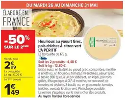 Carrefour Market Houmous au yaourt grec pois chiches & citron vert l'a peritif offre
