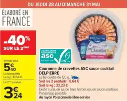 Carrefour Market Couronne de crevettes asc sauce cocktail delpierre offre