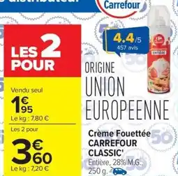 Carrefour Market Crème fouettée carrefour classic' offre