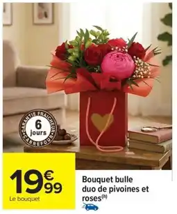 Carrefour Market Bouquet bulle duo de pivoines et roses offre