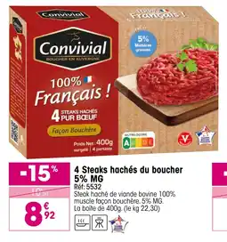 Croque Gel 4 steaks hachés du boucher 5% mg offre