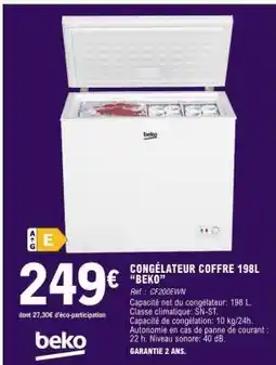 E.Leclerc CONGELATEUR COFFRE 198L “BEKO” offre