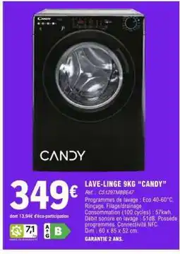 E.Leclerc LAVE-LINGE 9KG “CANDY” offre