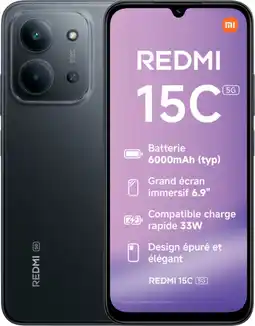 Auchan Xiaomi smartphone xiaomi redmi 15c 5g 128go offre