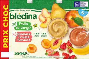 Auchan Bledina coupelles fruits du verger & pommes fraises bananes bledina offre