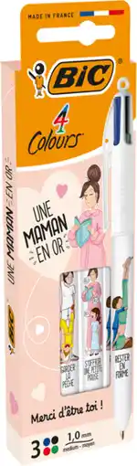 Auchan Bic lot de 3 stylos 4 couleurs fête des mères offre