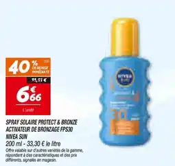 Netto Nivea Sun Spray solaire protect & bronze activateur de bronzage fps30 offre