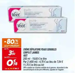Netto Veet Crème dépilatoire peaux sensibles corps et jambes offre
