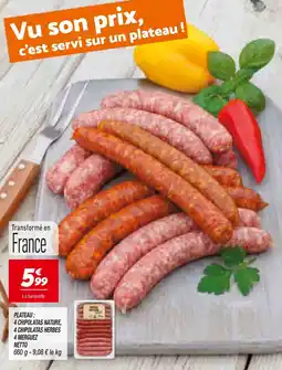 Netto Netto Plateau 4 chipolatas nature, 4 chipolatas herbes 4 merguez offre