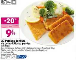 Croque Gel 20 portions de filets de colin d'alaska panées offre