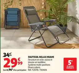 Auchan Supermarché Fauteuil relax miami offre