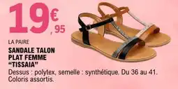 E.Leclerc SANDALE TALON PLAT FEMME TISSAIA offre