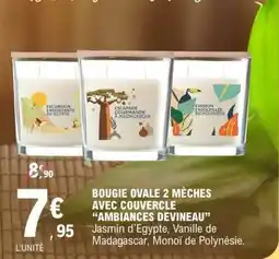 E.Leclerc BOUGIE OVALE 2 MÈCHES AVEC COUVERCLE “AMBIANCES DEVINEAU” offre