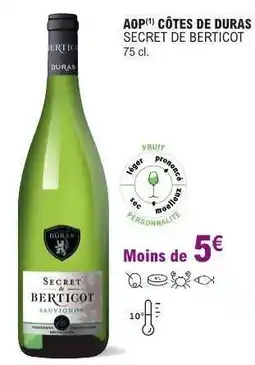 E.Leclerc AOP CÔTES DE DURAS SECRET DE BERTICOT offre