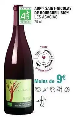 E.Leclerc AOP SAINT-NICOLAS DE BOURGUEIL BIO LES ACACIAS offre
