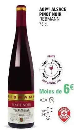 E.Leclerc AOP ALSACE PINOT NOIR REBMANN offre