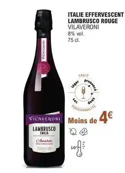 E.Leclerc ITALIE EFFERVESCENT LAMBRUSCO ROUGE VILAVERONI offre