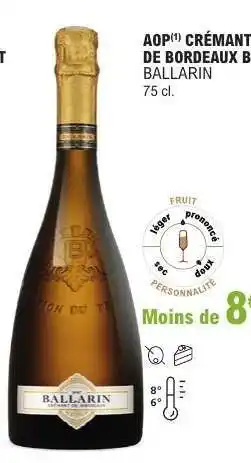 E.Leclerc AOP Crémant de Bordeaux Blanc BALLARIN offre
