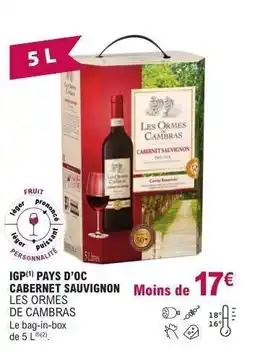 E.Leclerc IGP Pays d'Oc Cabernet Sauvignon 'Les Ormes de Cambras' offre