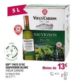 E.Leclerc IGP PAYS D’OC SAUVIGNON BLANC VIEUX CARION offre