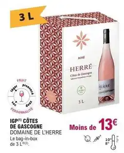 E.Leclerc IGP CÔTES DE GASCOGNE “DOMAINE DE L’HERRÉ” offre