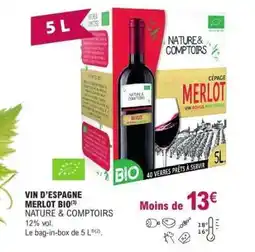 E.Leclerc VIN D’ESPAGNE MERLOT BIO offre