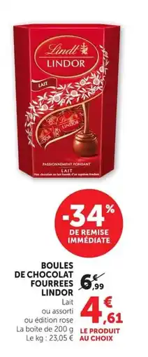 Super U LINDOR Boules de chocolat fourrees offre