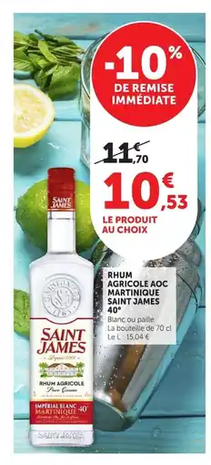 Super U SAINT JAMES Rhum agricole aoc martinique offre