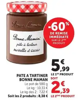Super U BONNE MAMAN Pate a tartiner offre