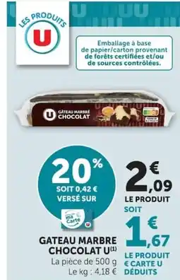 Super U U Gateau marbre chocolat offre