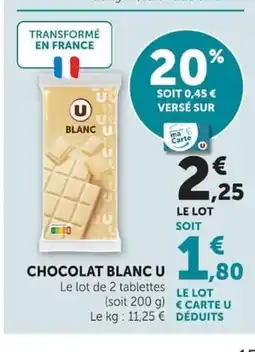 Super U U Chocolat blanc offre