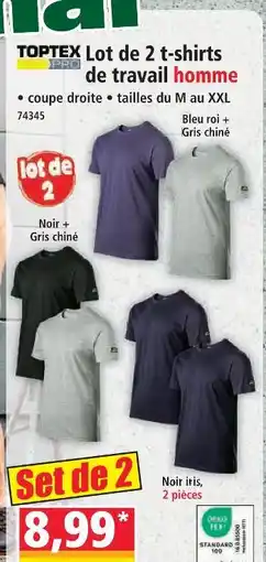 Norma Toptex pro lot de 2 t-shirts de travail homme offre