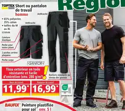 Norma Toptex pro short de travail offre