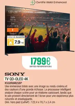 Extra Sony tv qd-oled 4k k55xr8m25bp offre